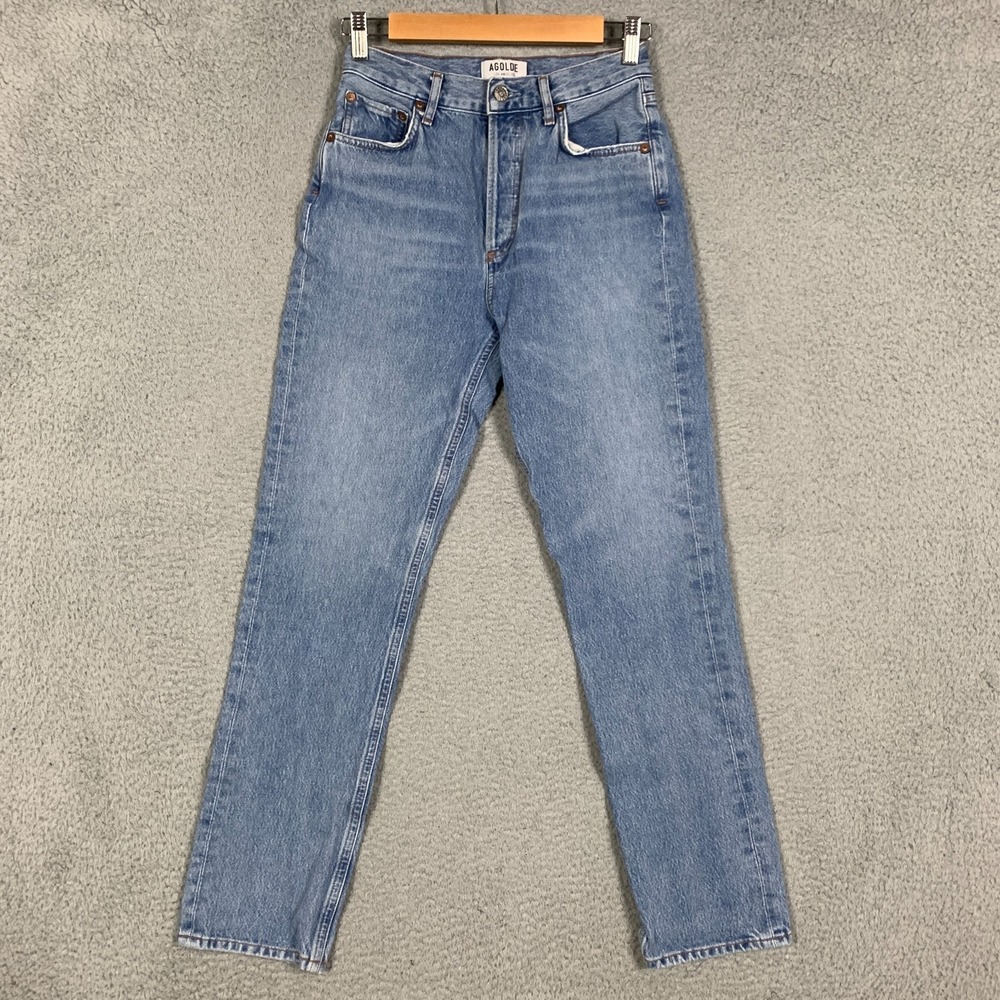 Agolde Remy Jeans Women's 25 Signal High Rise Straight‎ Denim Button Fly Ankle
